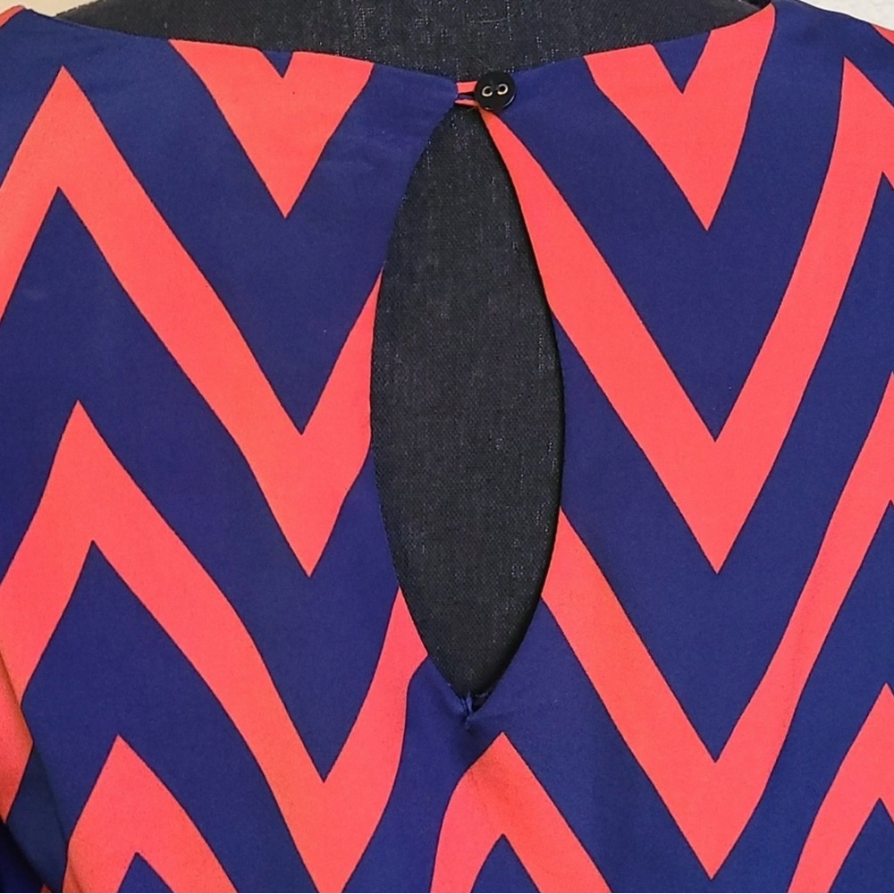 My Michelle Blue and Pink Chevron Dress